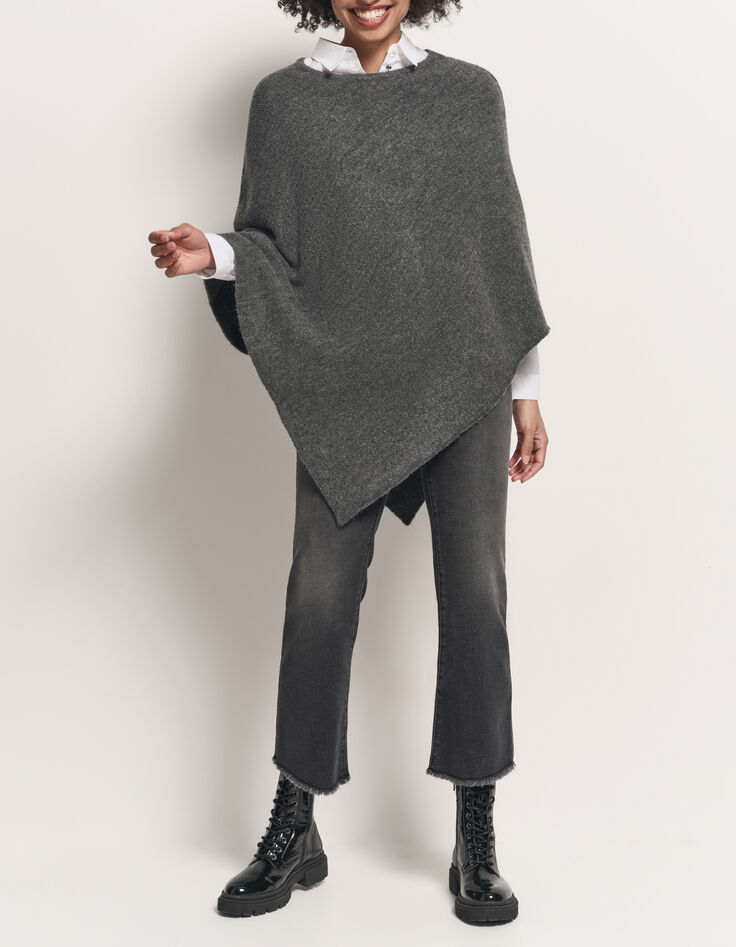 ALAMO - Poncho gris en tricot-6