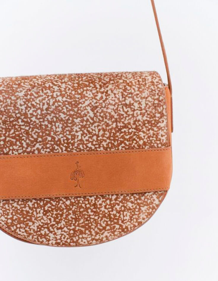 ALIBY - Sac besace caramel motif animalier - petit modèle-4