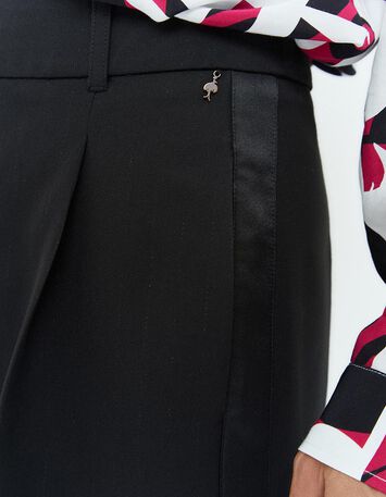 PIETRO - Pantalon large de costume noir à rayures tennis-2