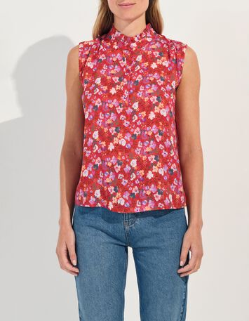 COLIBRI - Top rouge imprim&eacute; floral d'&eacute;t&eacute; -5