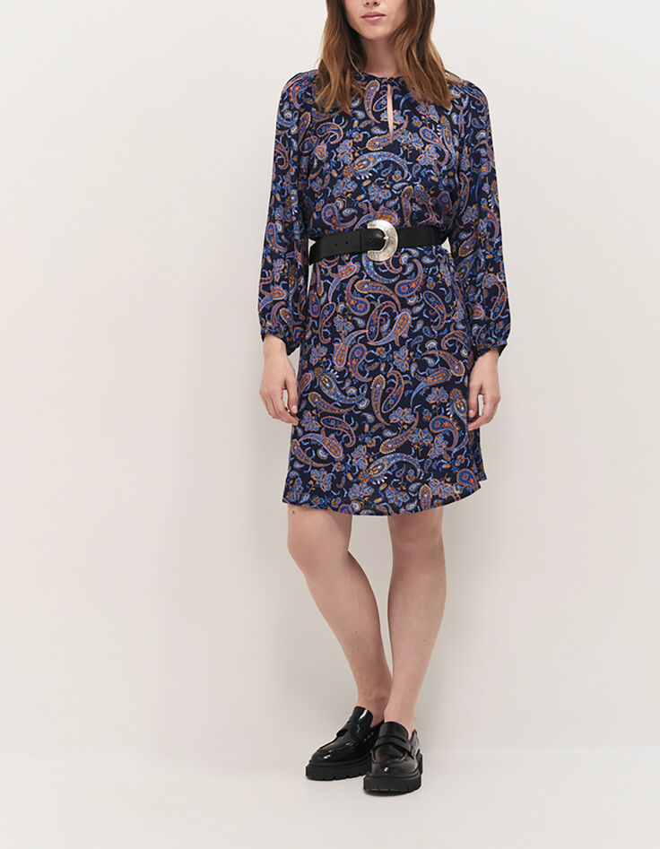 RIOMY - Robe marine à imprimé néo cachemire-3