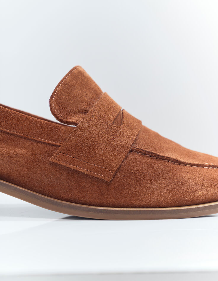 O.ELOI - Mocassins marron cuir velours-4
