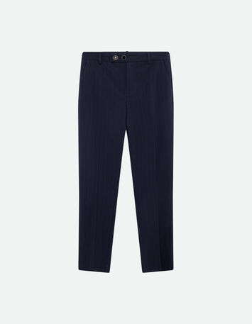 PETUNIA - Pantalon cigarette marine motif rayures tennis -5