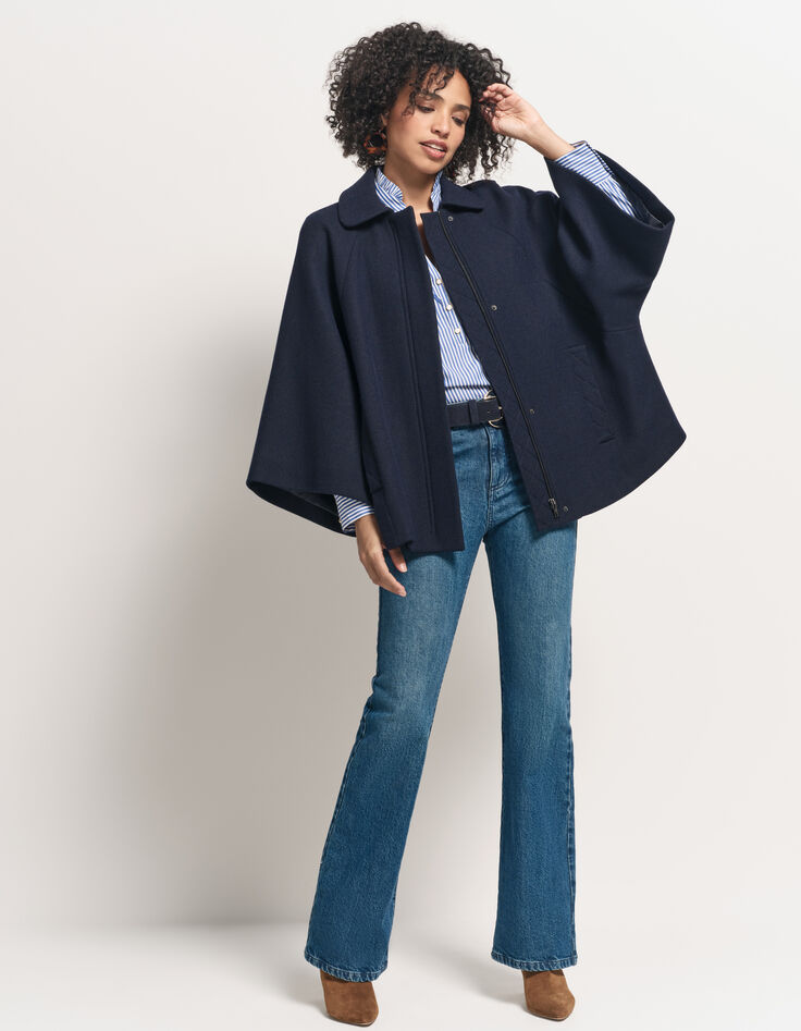 DORIA - Manteau cape marine drap de laine fantaisie-2