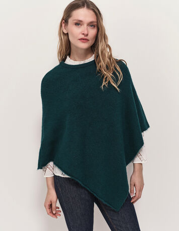 ALAMO - Poncho vert tricot col rond-1