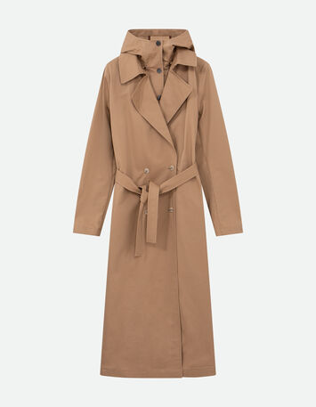 DAYLA - Trench beige coton bio capuche amovible -6