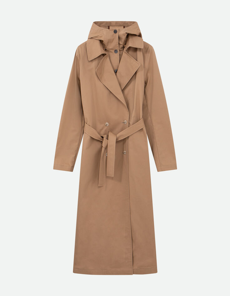 DAYLA - Trench beige coton bio capuche amovible -6
