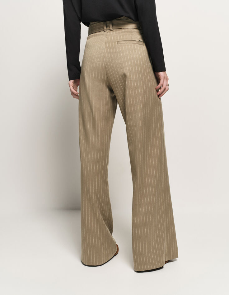 PILEA - Pantalon de costume beige rayures tennis lurex-4