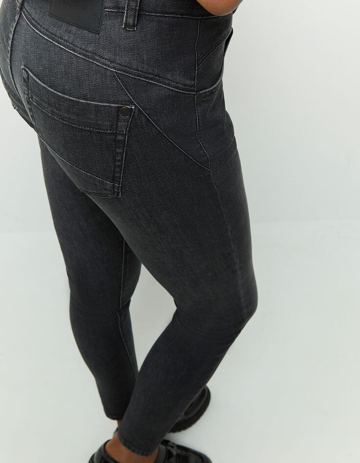 LE INDI - Jean slim gris chiné 7/8ème effet push up-3