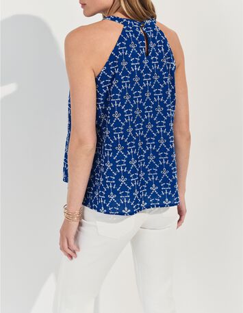 CORTES - Top bleu coton bio broderies all-over -3