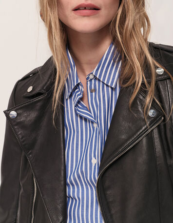 DEAN - Blouson biker noir en cuir-2