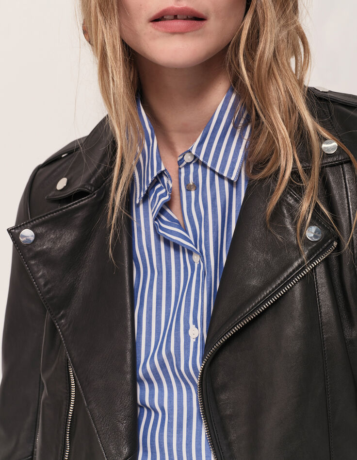 DEAN - Blouson biker noir en cuir-2