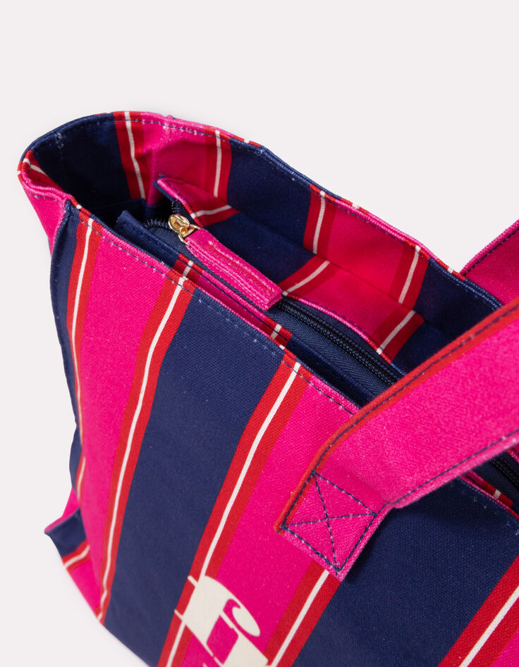 French Muse - Sac week-end &agrave; rayures bleu et rose-4