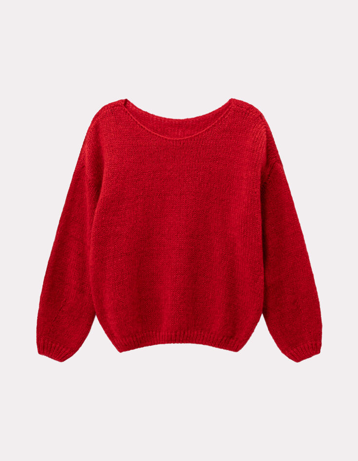 TIARA - Pull rouge tricot-6