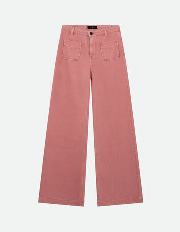 LE HAILEY - Jean flare rose coton bio surteint -6