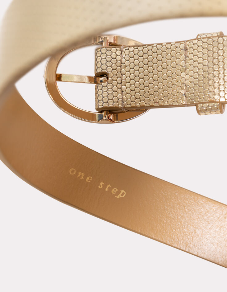 ADDY - Ceinture dorée cuir embossé effet python-3