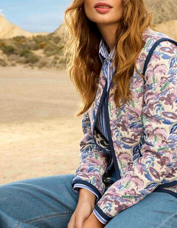 DORES - Blouson r&eacute;versible &eacute;crue jacquard motif &eacute;cume-7