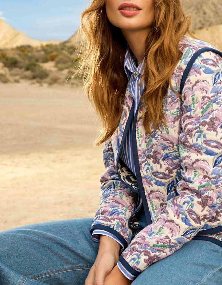 DORES - Blouson r&eacute;versible &eacute;crue jacquard motif &eacute;cume-7