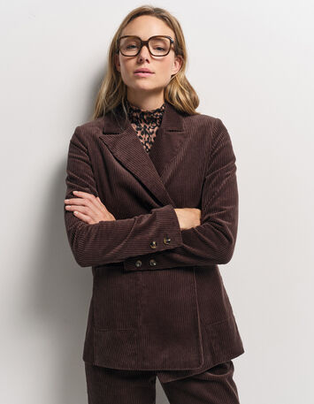 VACANCY - Veste de tailleur marron velours côtelé-1