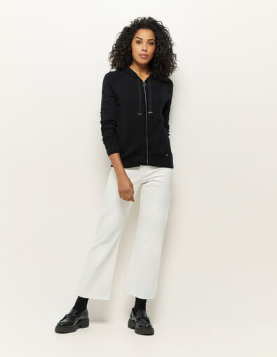 TAÏGA - Cardigan noir à capuche et clous - One Step