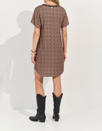 REKO - Robe beige Lenzing&trade; Ecovero&trade; imprim&eacute; micro l&eacute;opard -3