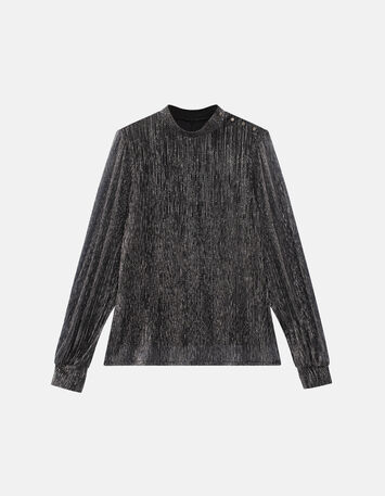 MILK - T-shirt argent en maille plissée lurex upcyclée-4