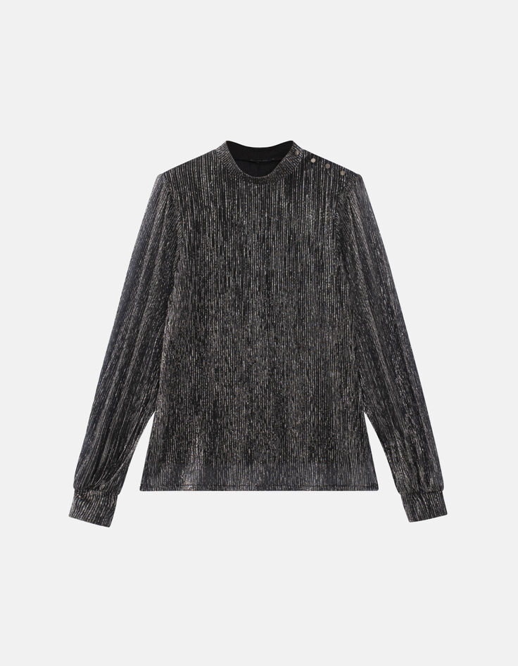 MILK - T-shirt argent en maille plissée lurex upcyclée-4