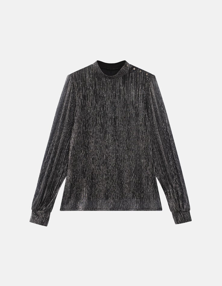 MILK - T-shirt argent en maille plissée lurex upcyclée-4 MILK - T-shirt argent en maille plissée lurex upcyclée-4