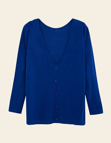 MEIJI - T-shirt saphir blue paillet&eacute; d&eacute;cor boutons dos-5