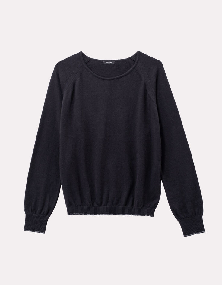 TOWN - Pull noir tricot jacquard danseuse dos-5