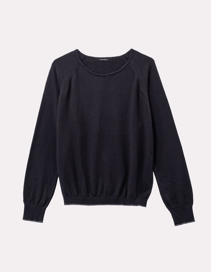 TOWN - Pull noir tricot jacquard danseuse dos-5 TOWN - Pull noir tricot jacquard danseuse dos-5