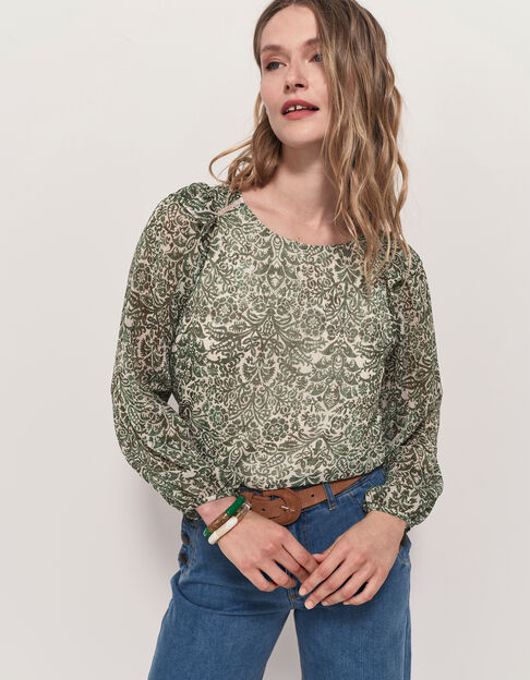 CAMPBELL - Blouse écrue imprimé romance baroque - One Step
