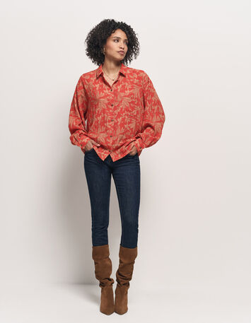 CHERRY - Chemise orange imprimé jungle flash-5