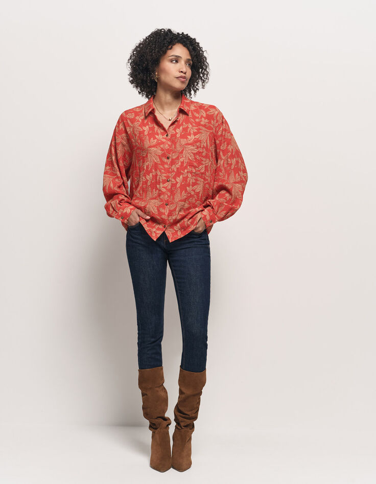 CHERRY - Chemise orange imprimé jungle flash-5 CHERRY - Chemise orange imprimé jungle flash-5