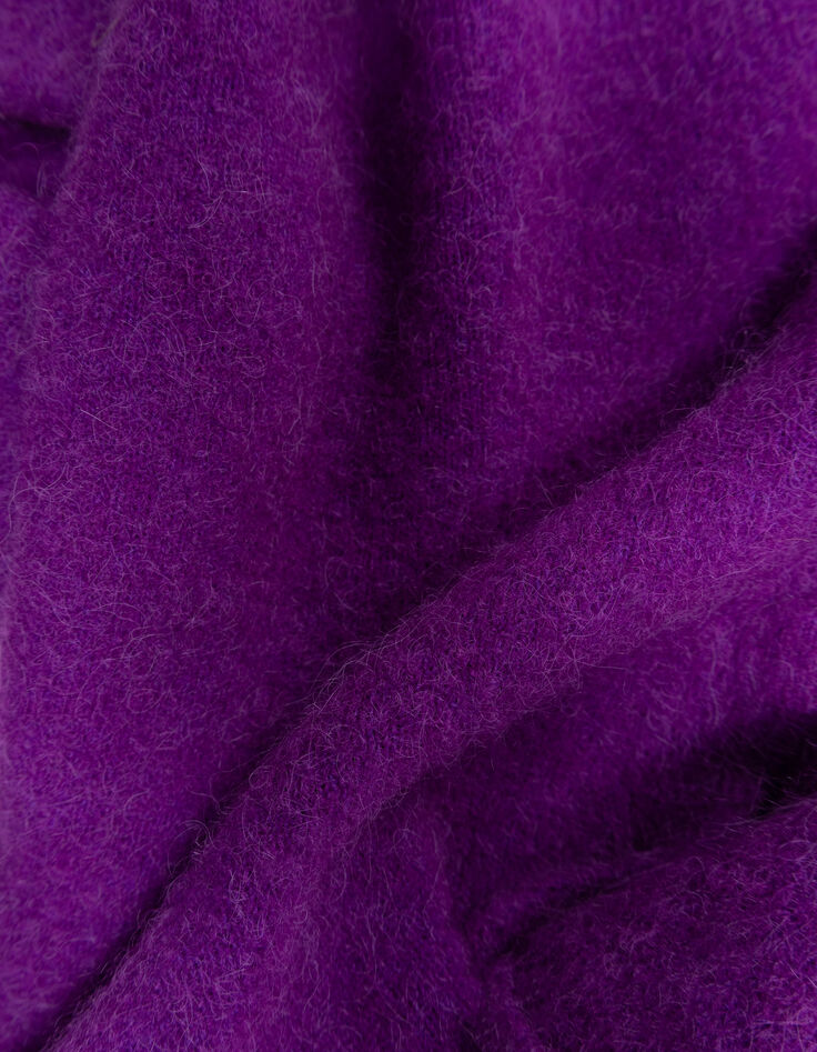 TECK - Cardigan violet tricot moelleux encolure V-7 TECK - Cardigan violet tricot moelleux encolure V-7
