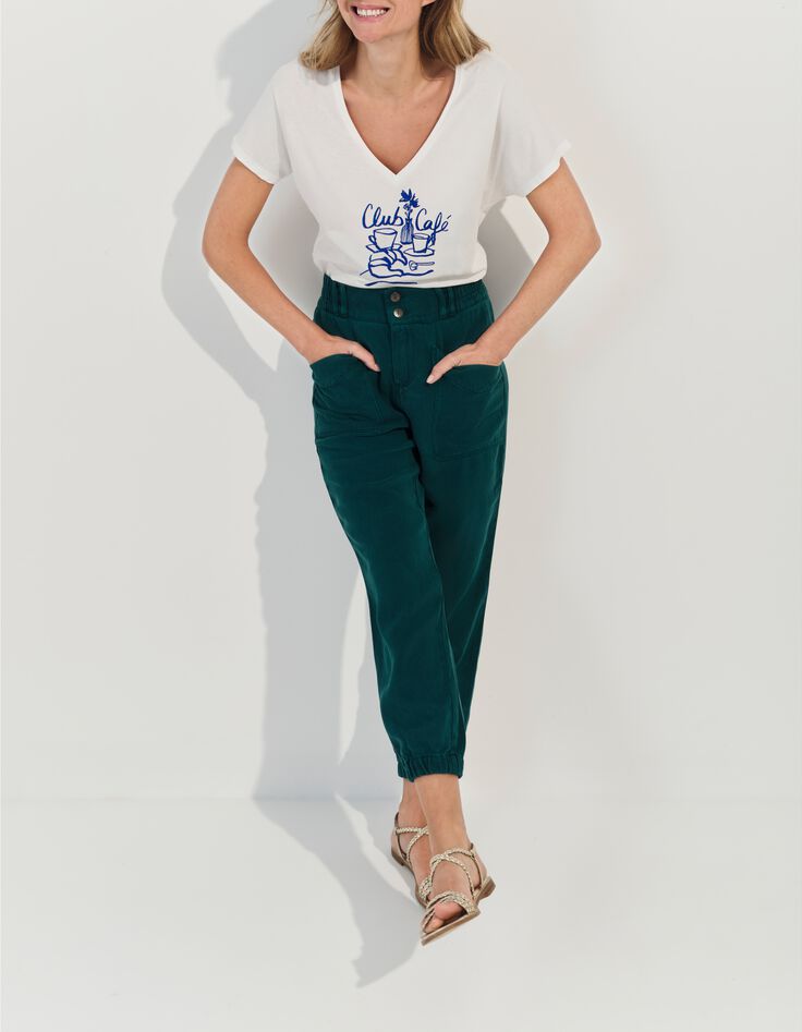 MAGIC- T-shirt blanc coton bio crayonn&eacute; petit-d&eacute;jeuner -7