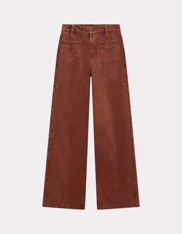 LE HAILEY - Jean flare marron surteint poches plaquées-2