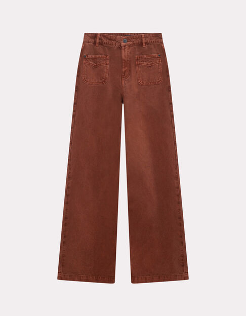 LE HAILEY - Jean flare marron surteint poches plaquées - One Step