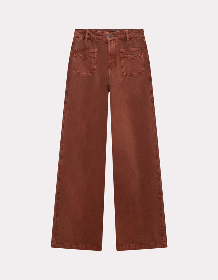 LE HAILEY - Jean flare marron surteint poches plaquées-2 LE HAILEY - Jean flare marron surteint poches plaquées-2