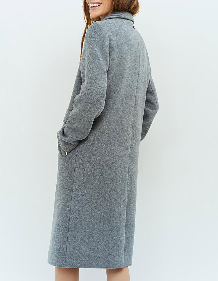 DUSTIN - Manteau gris avec bord-côte au col-6