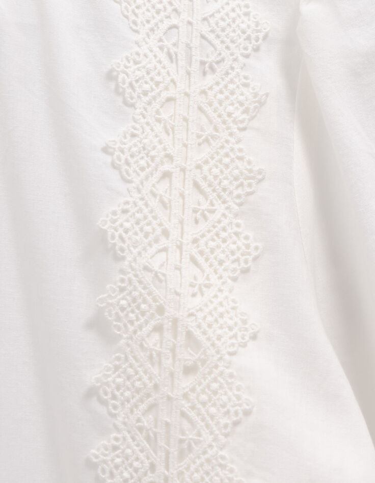 CASALTA - Blouse manches longues blanche détails dentelle-5