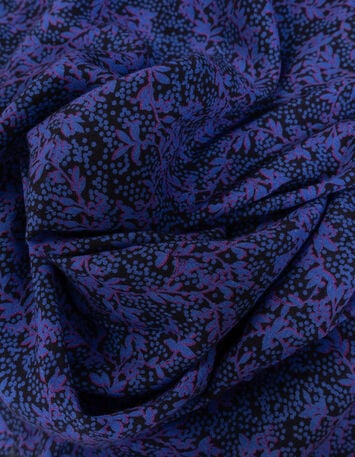 JULLY - Jupe midi marine imprimé floral pois-6