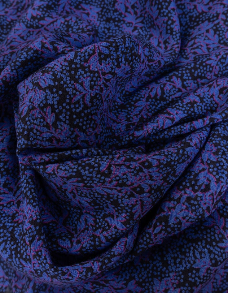 JULLY - Jupe midi marine imprimé floral pois-6