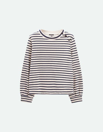 MELKER - Sweat marini&egrave;re &eacute;cru ray&eacute; marine-5