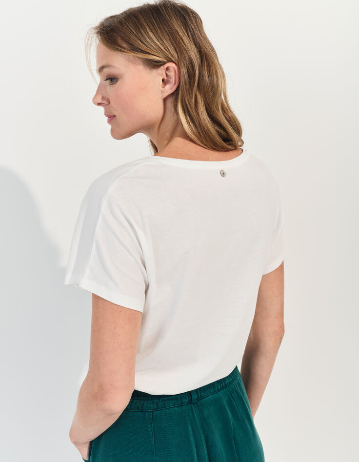 MAGIC- T-shirt blanc coton bio crayonné bord de plage -2
