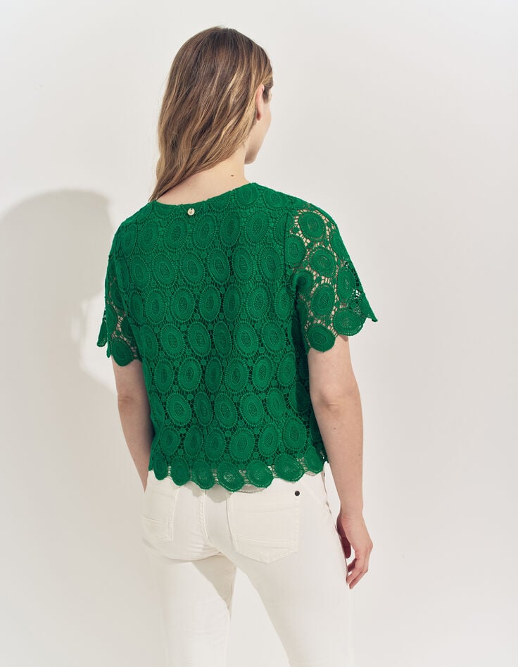 CARAIBES - Top vert dentelle esprit macramé -3 CARAIBES - Top vert dentelle esprit macramé -3