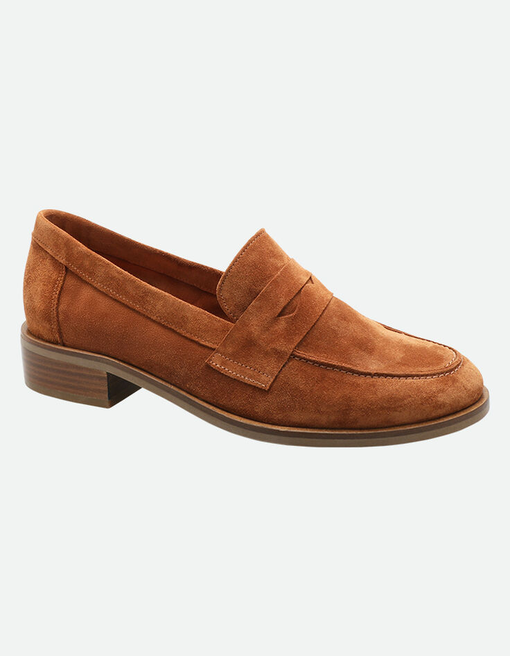 O.ELOI - Mocassins marron cuir velours-5