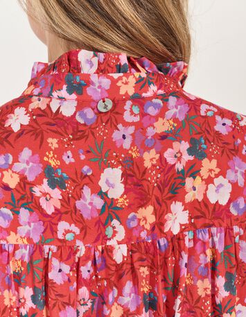 COLIBRI - Top rouge imprim&eacute; floral d'&eacute;t&eacute; -7