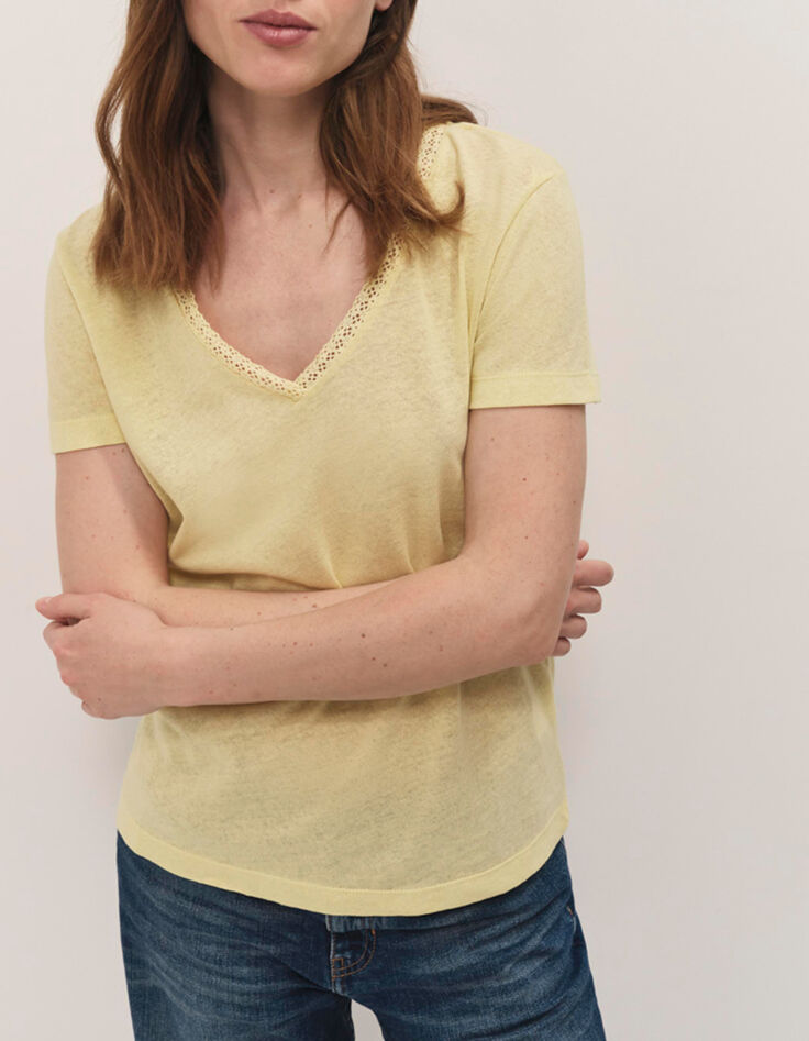 MANIA - T-shirt mimosa en coton lin-1