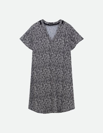 REKO - Robe noire Lenzing&trade; Ecovero&trade; imprim&eacute; n&eacute;o cachemire -4